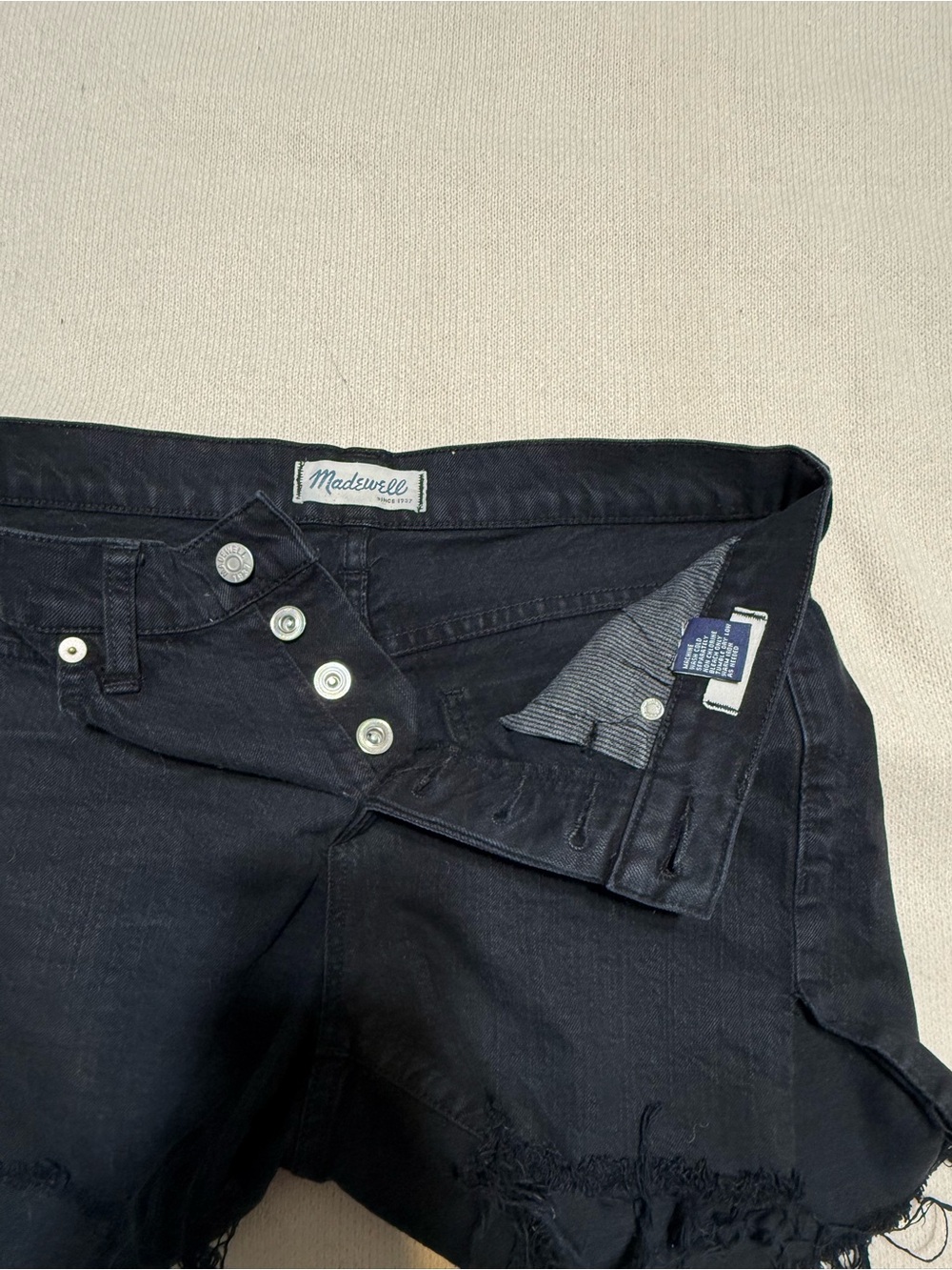Madewell Black Denim Cutoff Shorts casual Beach 99% algodón size 24 - Picture 5 of 11